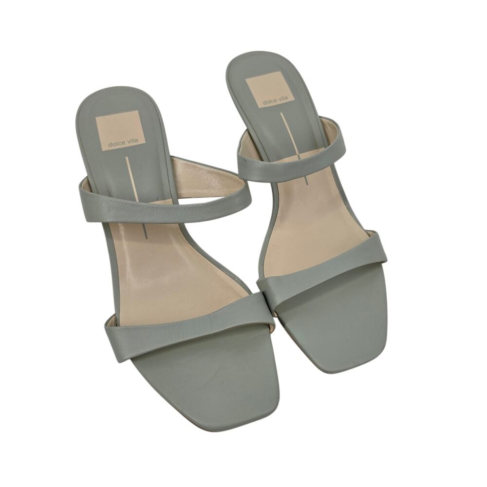 NWOT Dolce Vita Jade Blue Leather Genora Double Strap Heeled Sandals Size 9.5